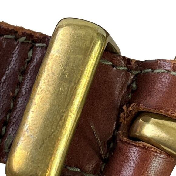 Fossil Womens Leather Brown Tan Gold Tone Buckle Adjustable 1.25" Wide x 26-32" - Picture 4 of 16